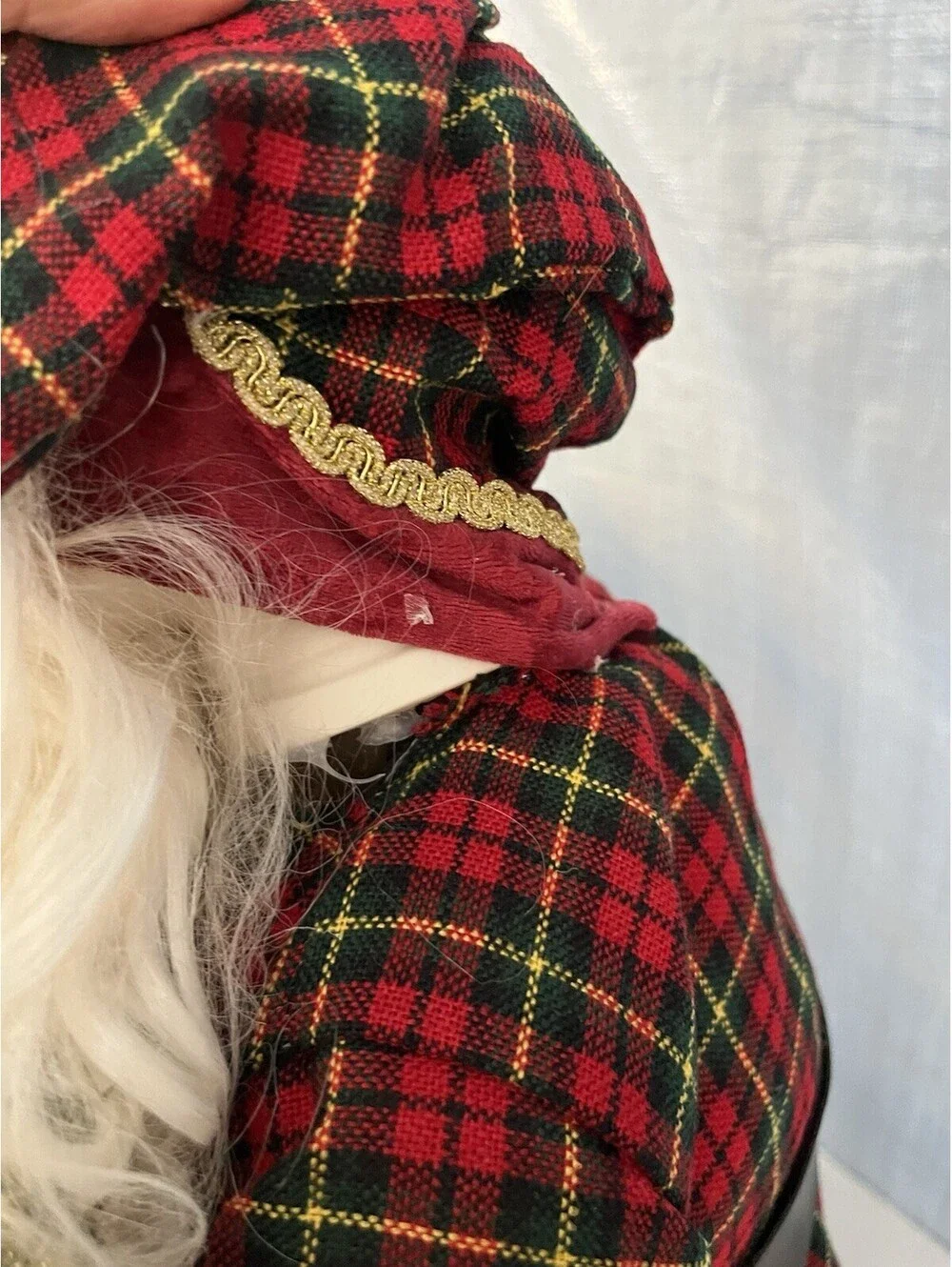 Vintage Santa Claus Figure 27” Standing Black Red Velvet Robe Christmas Decor